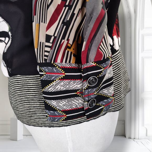 Bryon Lars Beauty Mark Top Size 8 Abstract Mixed Print Media Designer Blouse - Picture 9 of 16